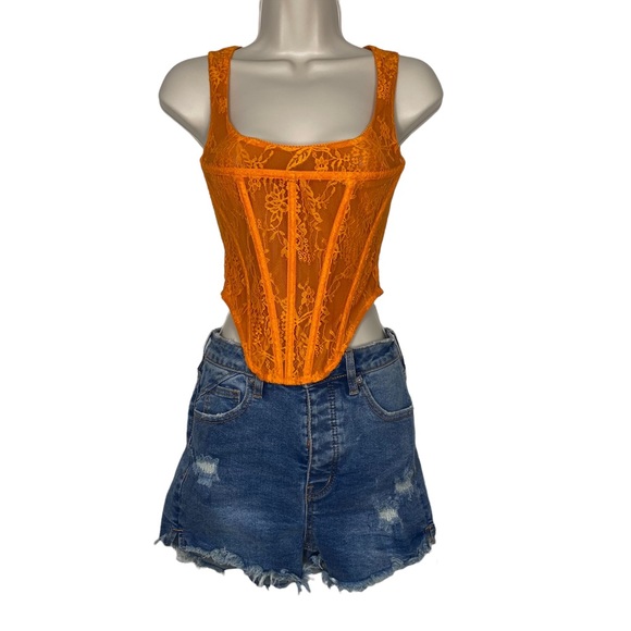 Miaou | NWOT Campbell Corset Top in Tangerine Size XS - Picture 5 of 12